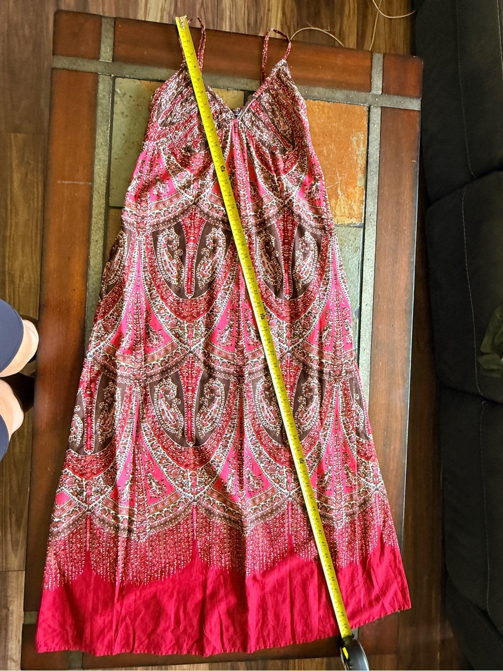 Gap size 4 burgundy spaghetti strap midi dress India boho paisley resort wear
